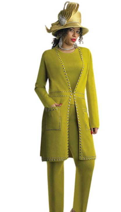 Lily And Taylor 783-KIWI Ladies Pant Suit-Hat