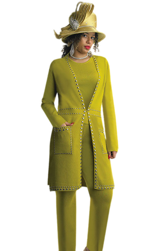 Lily And Taylor 783-KIWI Ladies Pant Suit