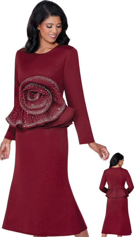 Stellar Looks SL600711-BUR-QS Womens Church Suit