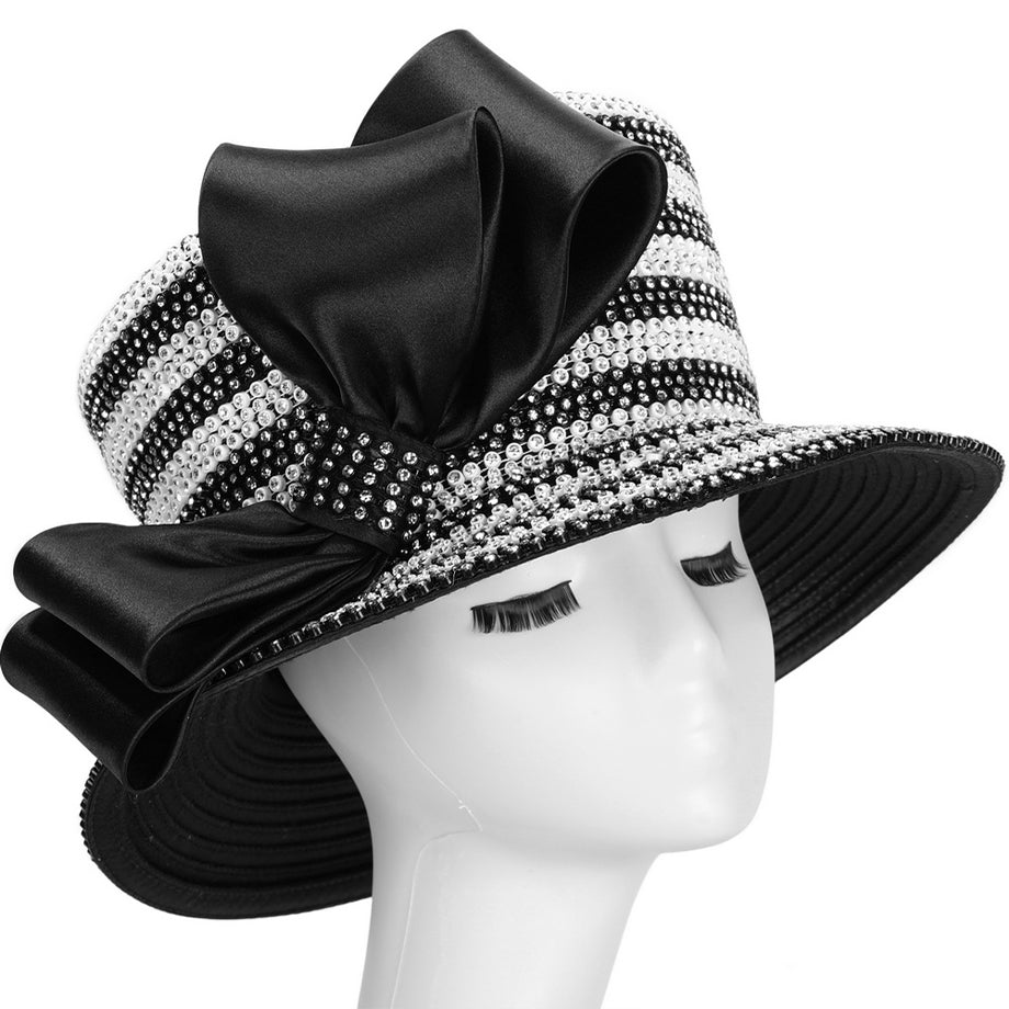 Giovanna HR22106-BKWH Church Hat