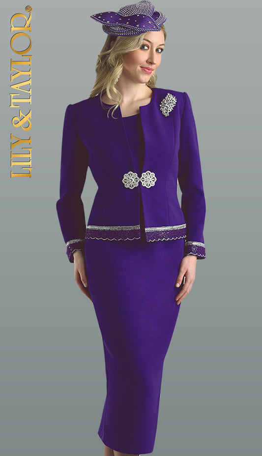 Lily And Taylor 4272-PUR-QS Church Suit