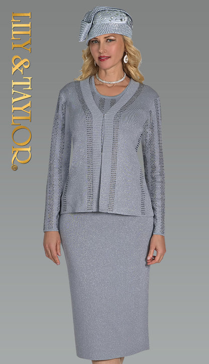 Lily And Taylor 651-SLV Church Suit