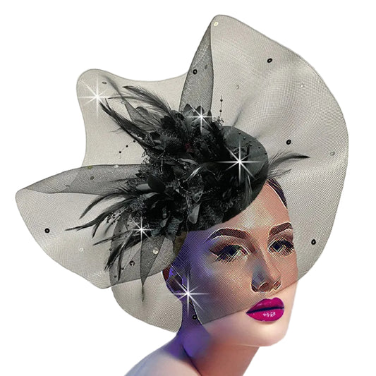 FA2931 CASSANDRA-BLK Church Fascinator