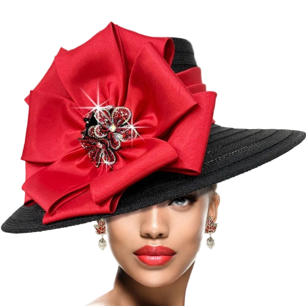 2952 CARMEN-BLK-RED Church Hat