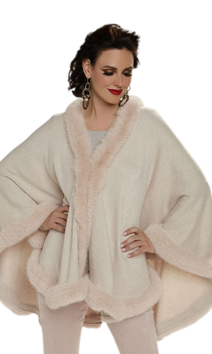 Love The Queen 17406 ( 1pc Novelty Knit Cape With Lurex And High Quality Faux Fur )