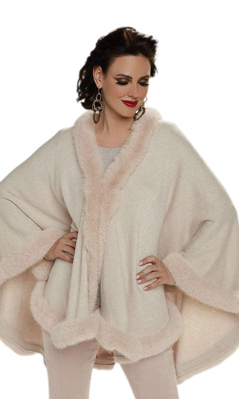 Love The Queen 17406 ( 1pc Novelty Knit Cape With Lurex And High Quality Faux Fur )