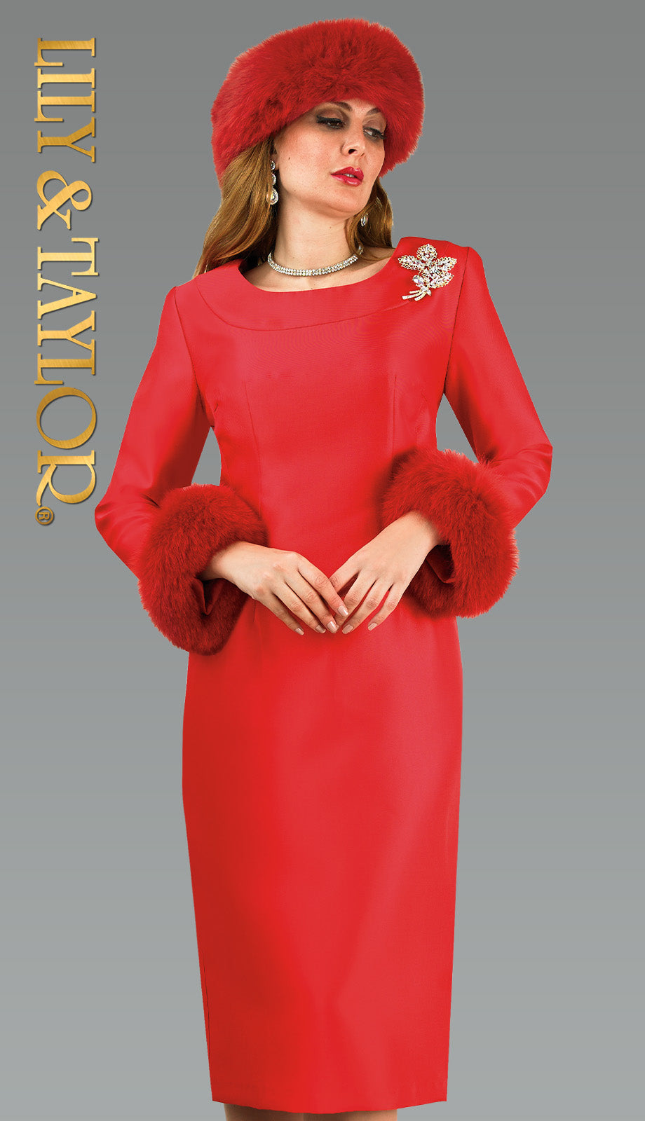 Lily And Taylor 4825-RED Church Dress Church Dress