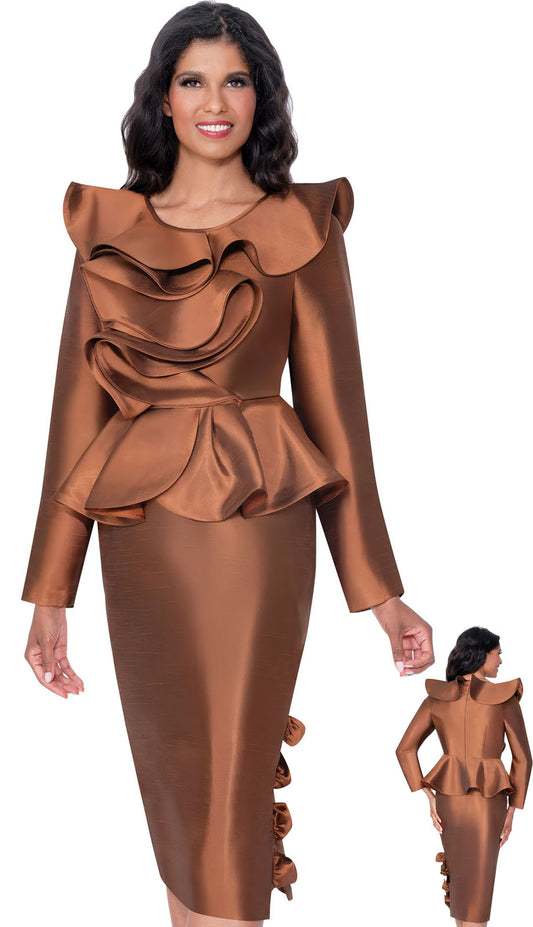 Stellar Looks SL600722-BRN-QS Womens Church Suit