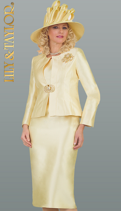 Lily And Taylor 4514-QS CANARY Church Suit