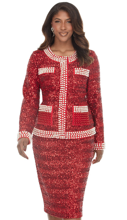Donna Vinci 12234-RED Church Suit
