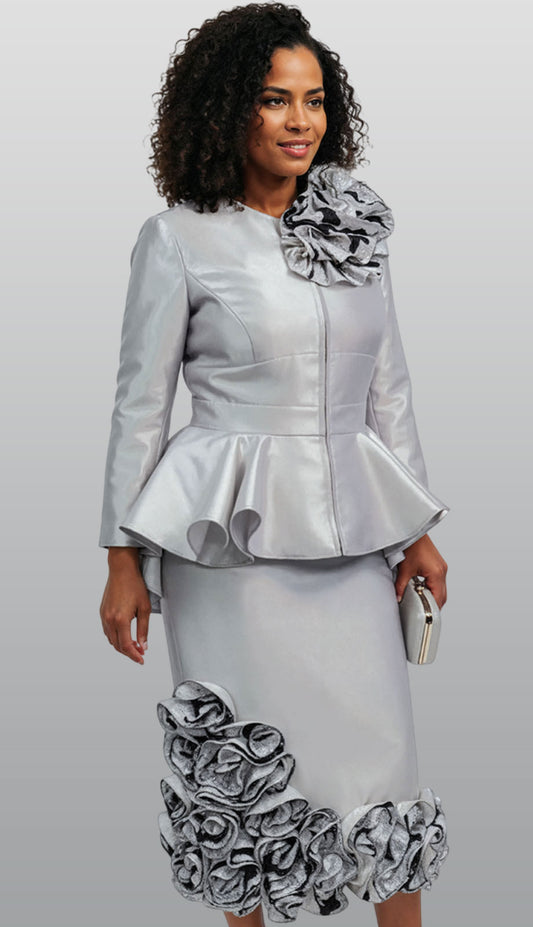 Donna Vinci 12164-SLV-QS Church Suit