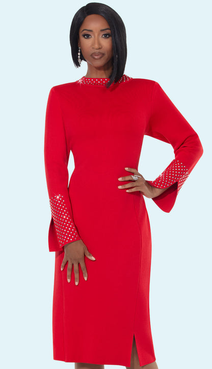 Donna Vinci 13437-RED-QS Church Dress