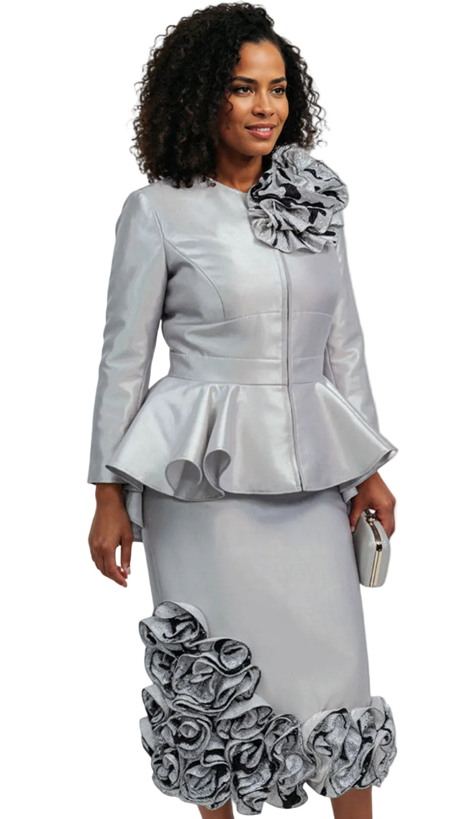 Donna Vinci 12164-SLV-QS Church Suit