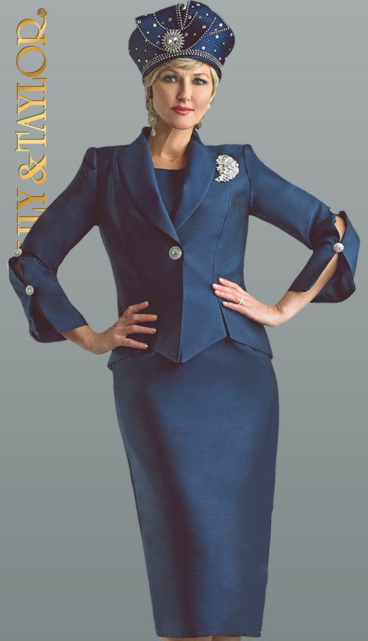 Lily And Taylor 4343-NVY-QS Womens Suit