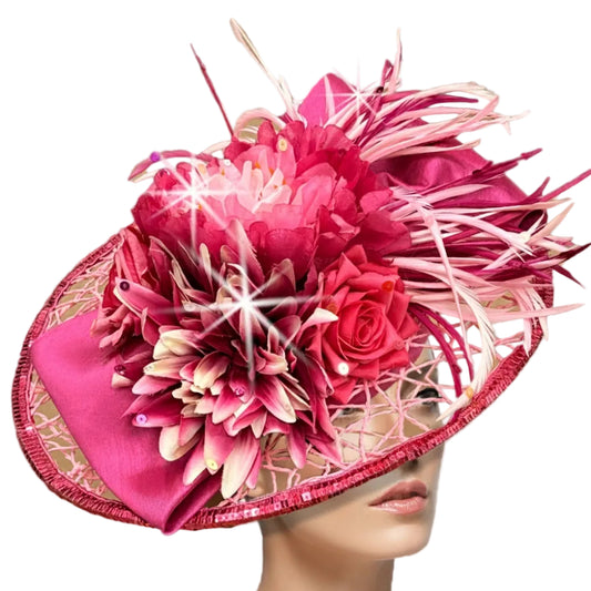 Honeycomb FA3140-Fuchsia Church Fascinator