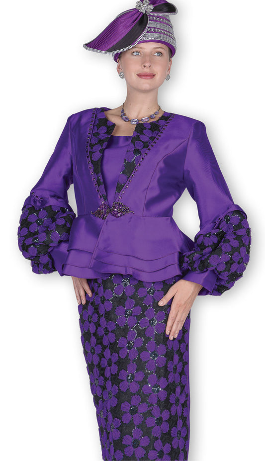 Elite Champagne 6158-PUR Church Suit