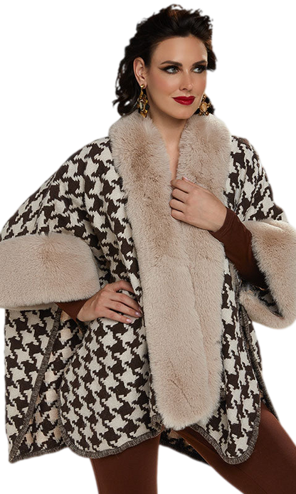 Love The Queen 17409 ( 1pc Novelty Knit Cape With High Quality Faux Fur )