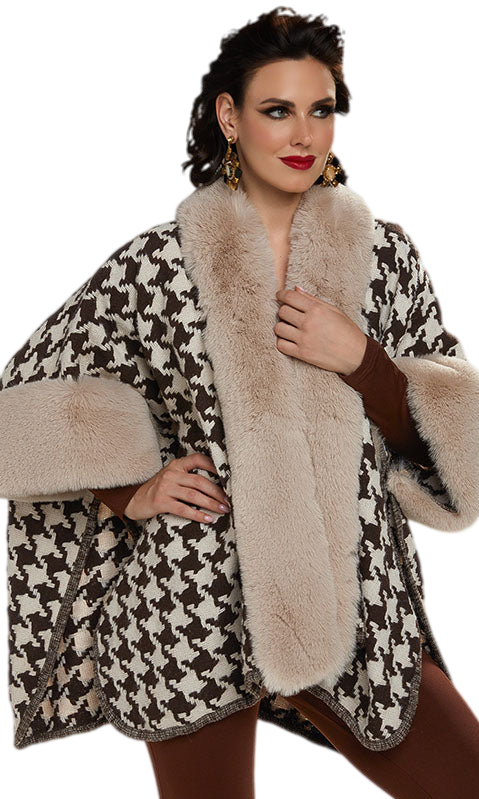 Love The Queen 17409 ( 1pc Novelty Knit Cape With High Quality Faux Fur )