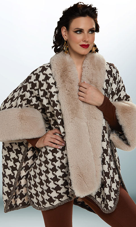 Love The Queen 17409 ( 1pc Novelty Knit Cape With High Quality Faux Fur )