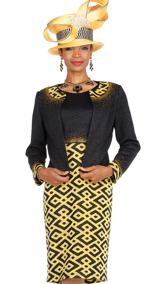 Champagne Italy Knit 5951-BLK-QS Church Suit-Hat