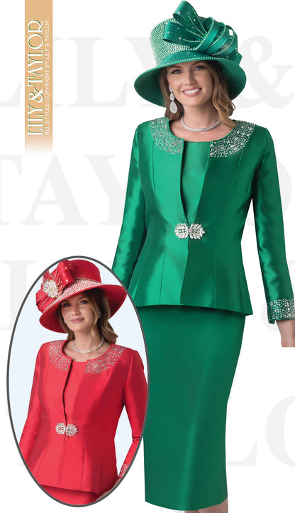 Lily And Taylor 3800-EMR  Church Suit