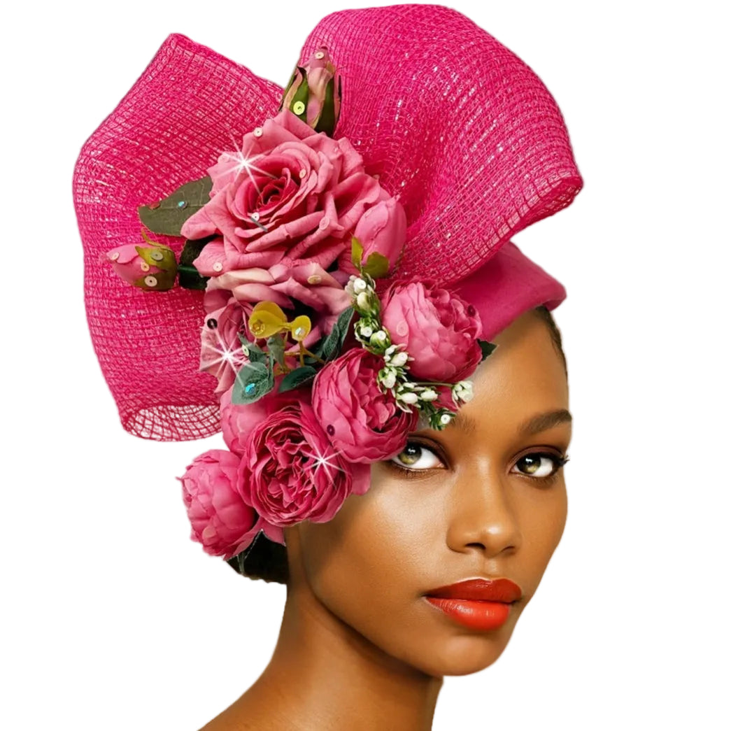 3357-FU CASCADE Church Hat-Fuchsia