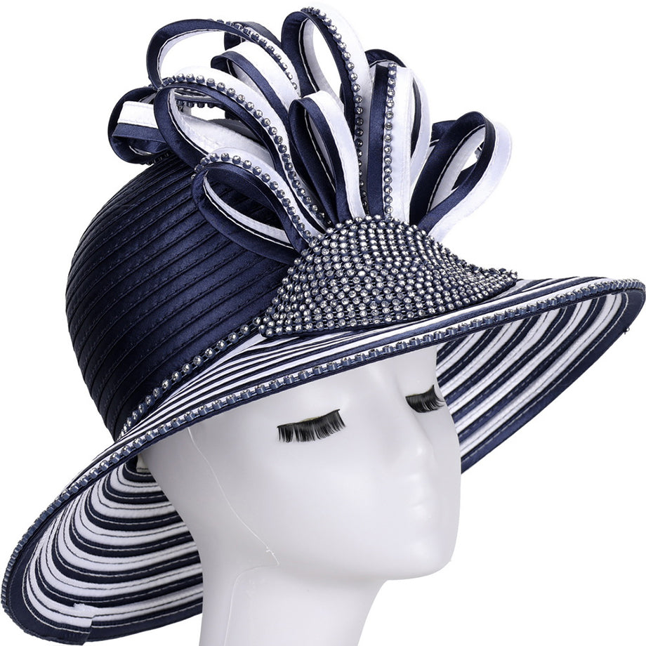 Giovanna HR22120-NVWH Church Hat