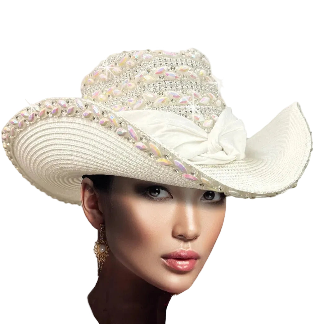 Church Hat SC3408B BOOTS-N-BLING-WHITE AB