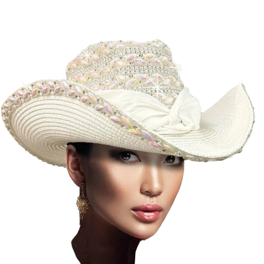 Church Hat SC3408B BOOTS-N-BLING-WHITE AB