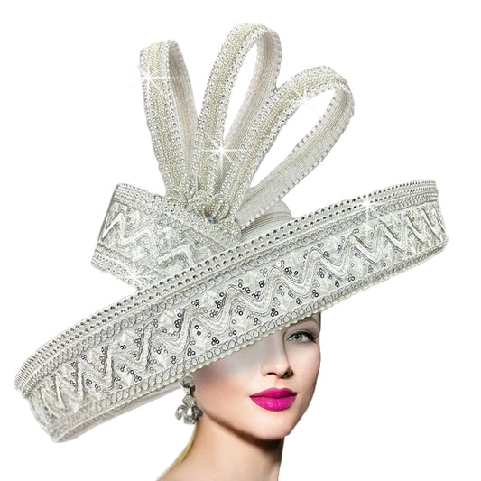 3412 CELESTIAL-WHITE-QS Church Hat