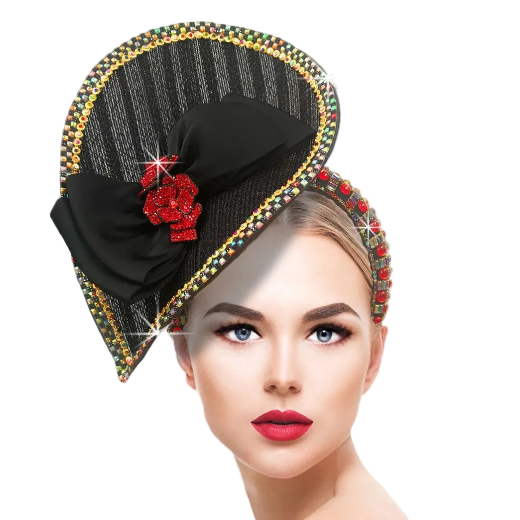 FA3422 Marguerite-Black-Multi Church Fascinator