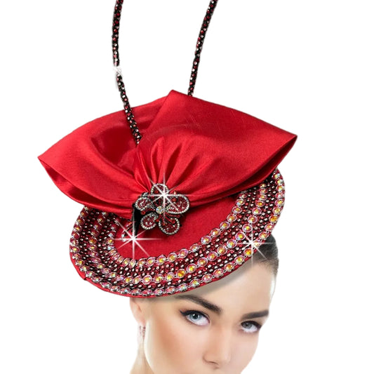 FA3424 CAPRICE-RED Church Fascinator