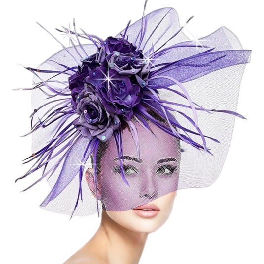 FA3463 Singapore-Purple Church Fascinator
