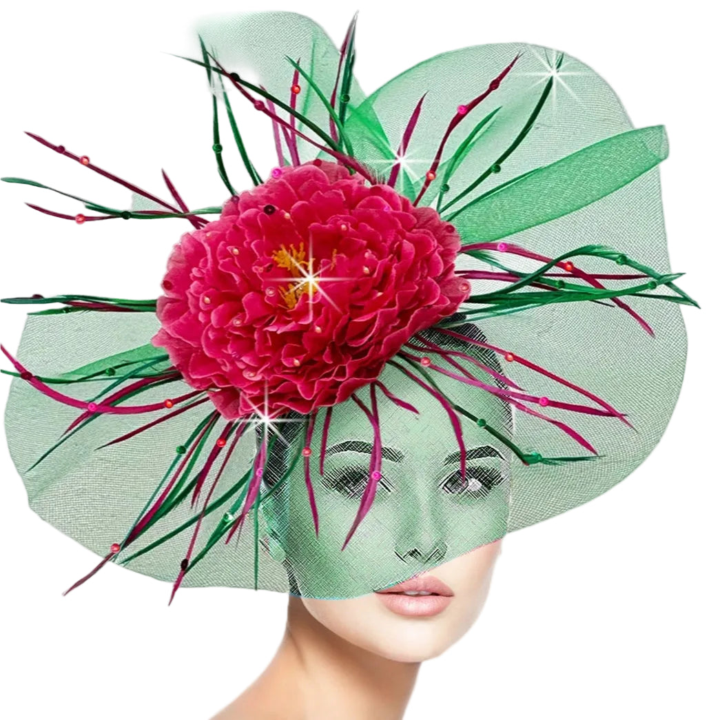 FA3463 SINGAPORE-EMERALD Church Fascinator