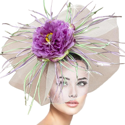 FA3463 SINGAPORE-NAT-LILAC Church Fascinator