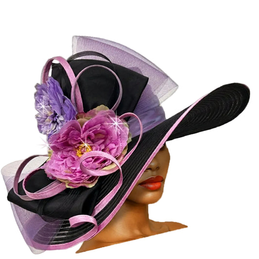 Church Hat 3470 GATSBY-Black-Lavender