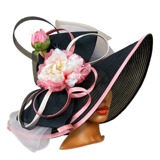 Church Hat 3470 GATSBY-Black-Pink