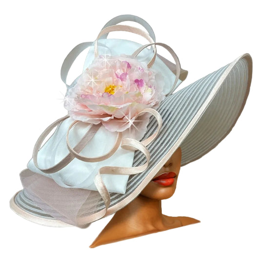 Church Hat 3470 GATSBY- White-Pink