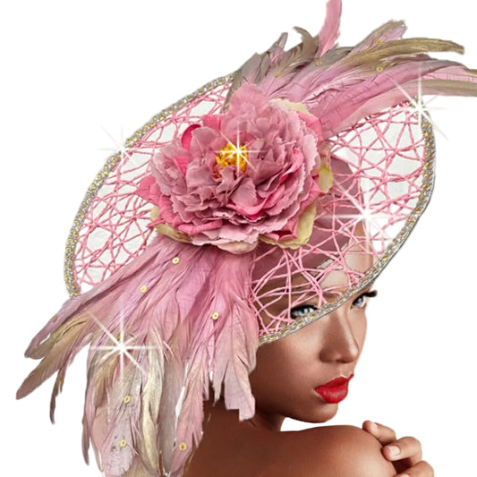 FA3472 Rosewood-Pink Church Fascinator