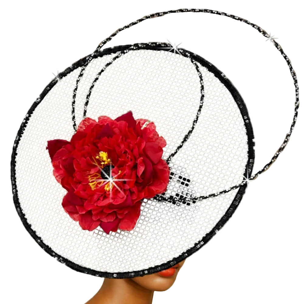 Church Hat 3482 IKEBANA-WHT-BLK-RED