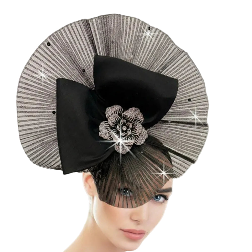 FA3497 Midnight Rose-BLACK Church Fascinator