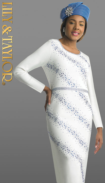 Lily and Taylor 798-IVO-QS Knit Church Dress