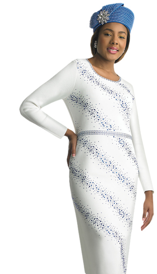 Lily and Taylor 798-IVO-QS Knit Church Dress