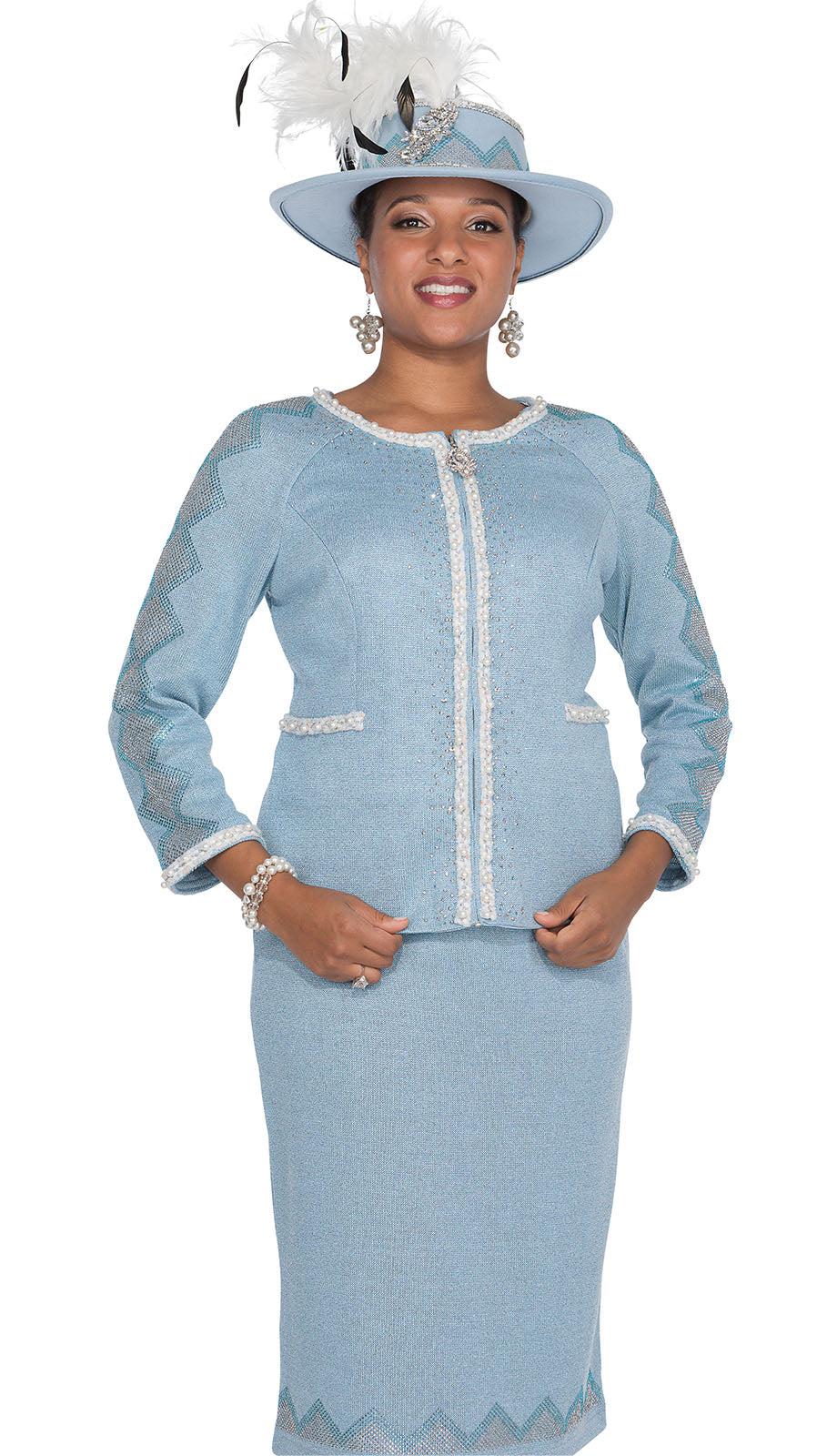 Elite Champagne Knit 5962-LTB-QS Church Suit
