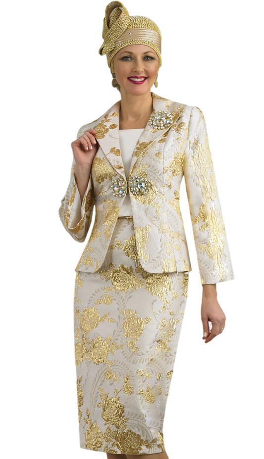 Lily And Taylor 4579-GLD-QS Church Suit