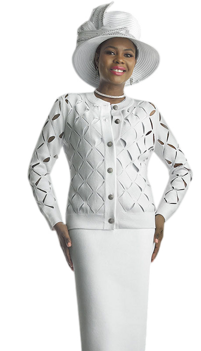 Lily And Taylor 800-WHT Church Suit-Hat