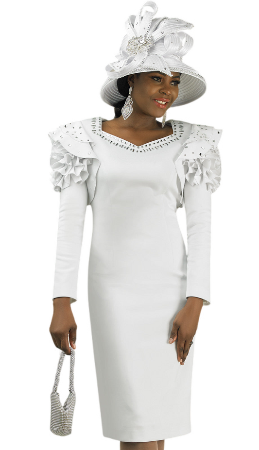 Lily And Taylor 4903-WHT Knit Church Dress Church Dress