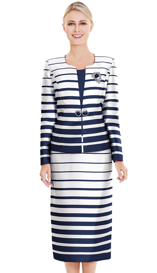 Nina Massini 2394-NVY-CO ( 3pc PeachSkin Ladies Sunday Suit )