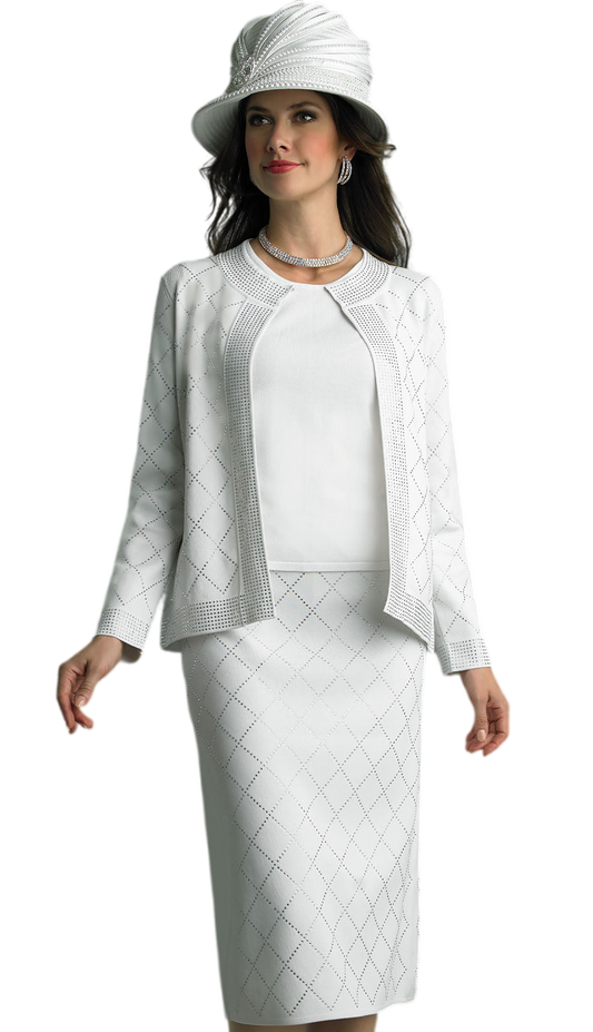 Lily And Taylor 793-WHT Church Suit-Hat