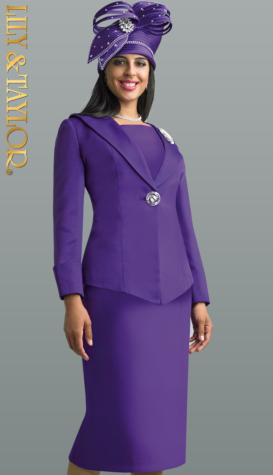 Lily And Taylor 4586-PUR-QS Womans Church Suit